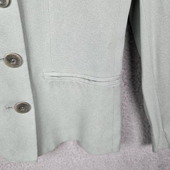 Rena Rowan Womens Silk Blazer Jacket 6P Green Double Breasted Classic Trendy - Picture 10 of 14